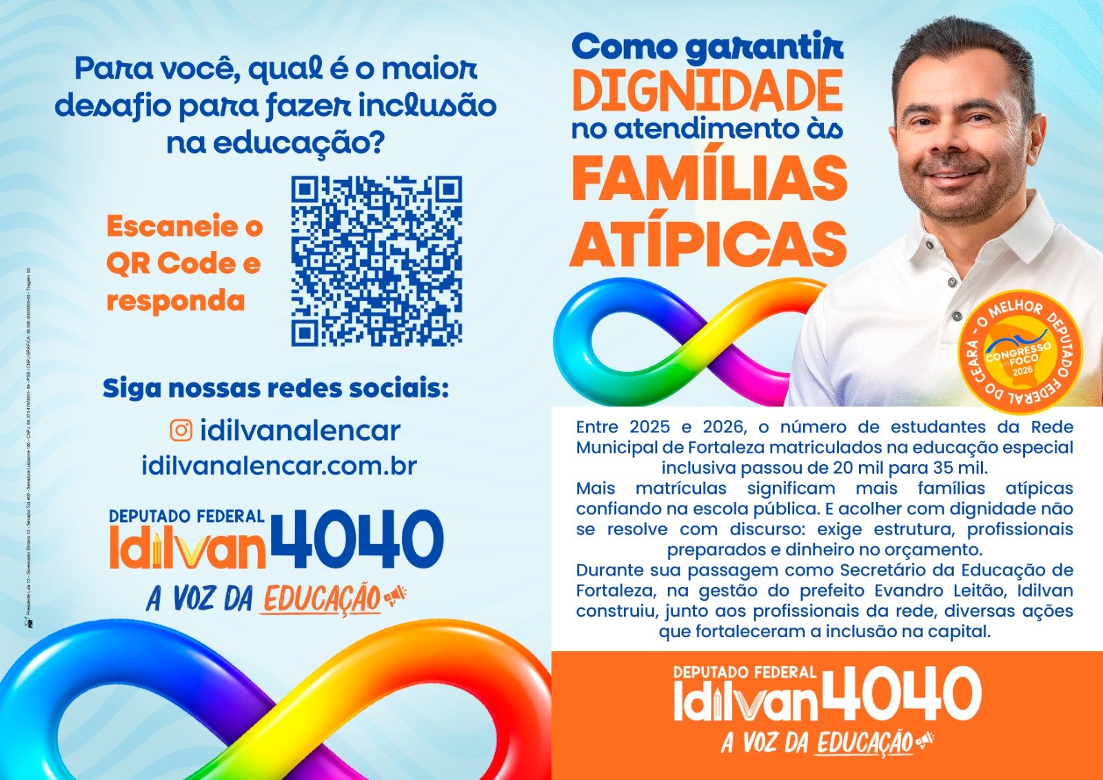Idilvan Alencar, de camisa branca, com o selo Congresso em Foco 2026